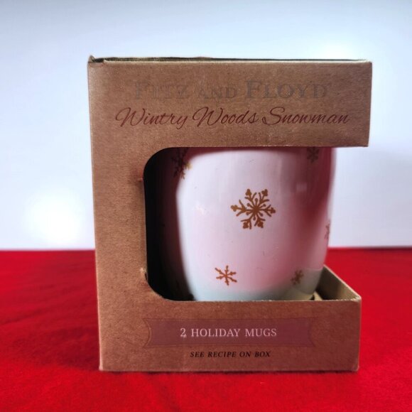 Fitz And Floyd Snowman Holiday Mug Set Ceramic Mugs Wintery Woods Christmas New - Picture 6 of 10